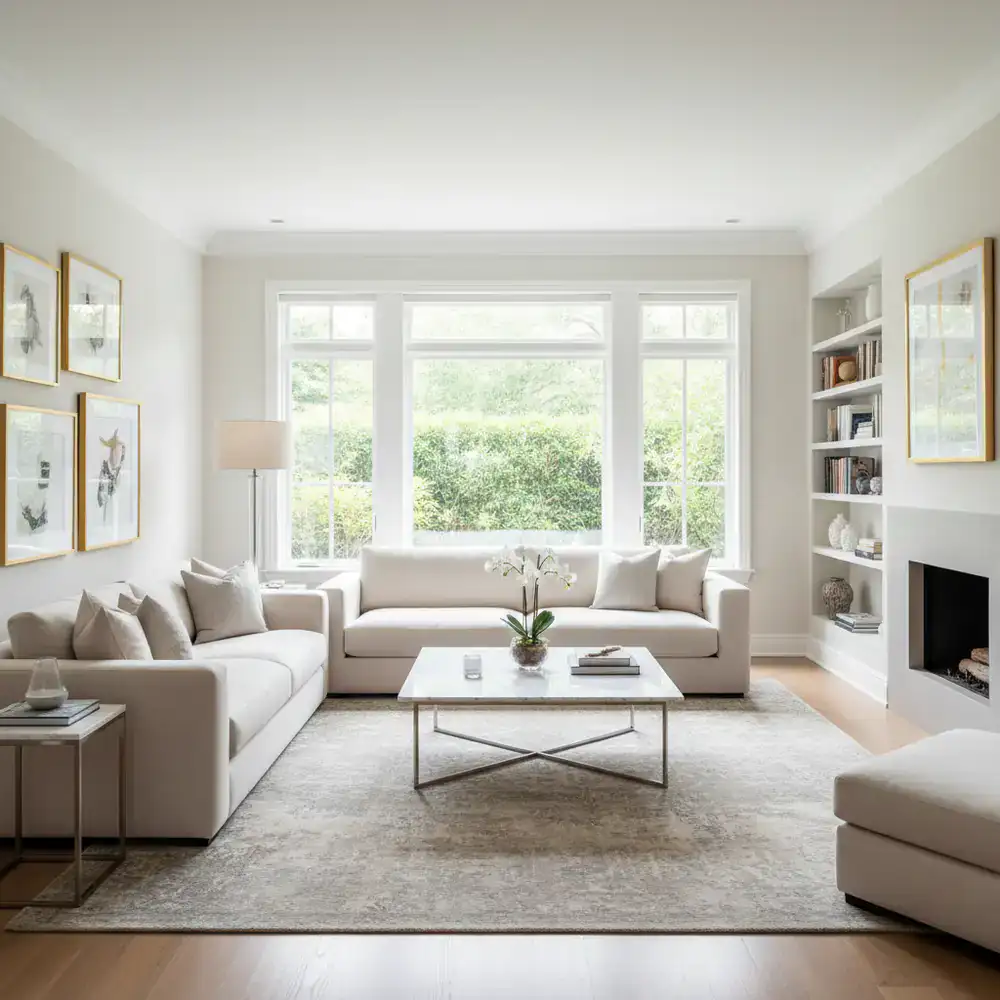 Pristine living room after a premium deep clean