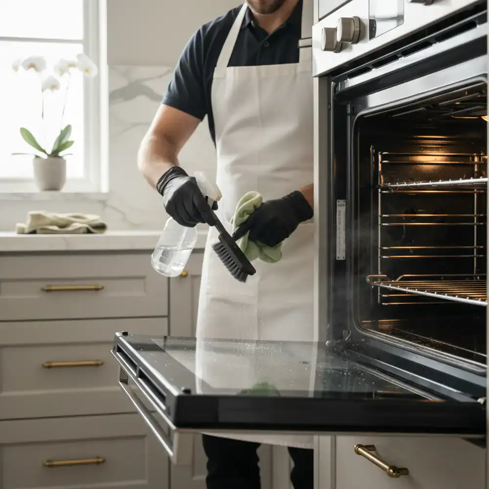 Deep cleaning the interior of a premium oven
