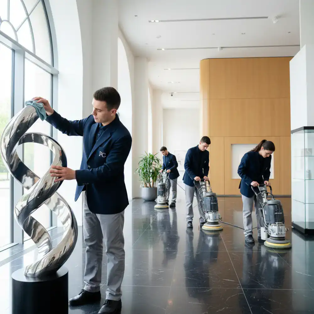 Meticulous surface polishing by PrimeClean staff